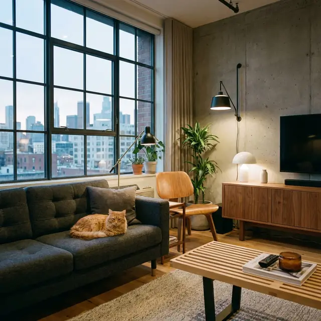 Modern apartment with cat - clean, odor-free living space