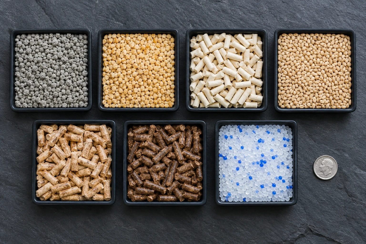 Illustration of different litter textures