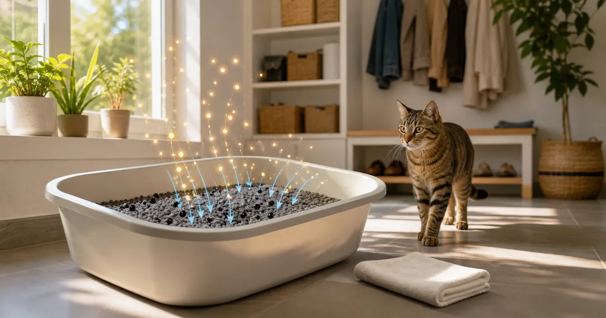 How activated carbon traps litter box odor molecules