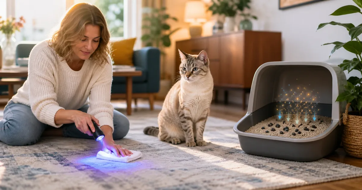 How to rid house of cat urine smell - clean bright living room with cat