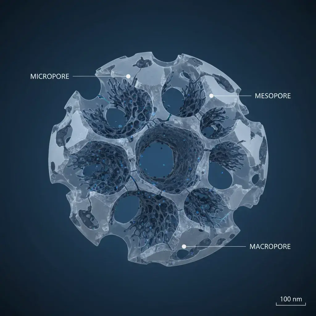 Visualisation de structure moleculaire montrant larchitecture des pores
