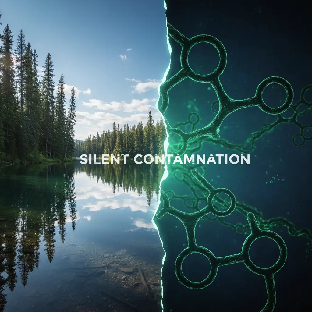 PFAS Canada drinking water rules and 2026 regulations shown with lake water and molecular contamination